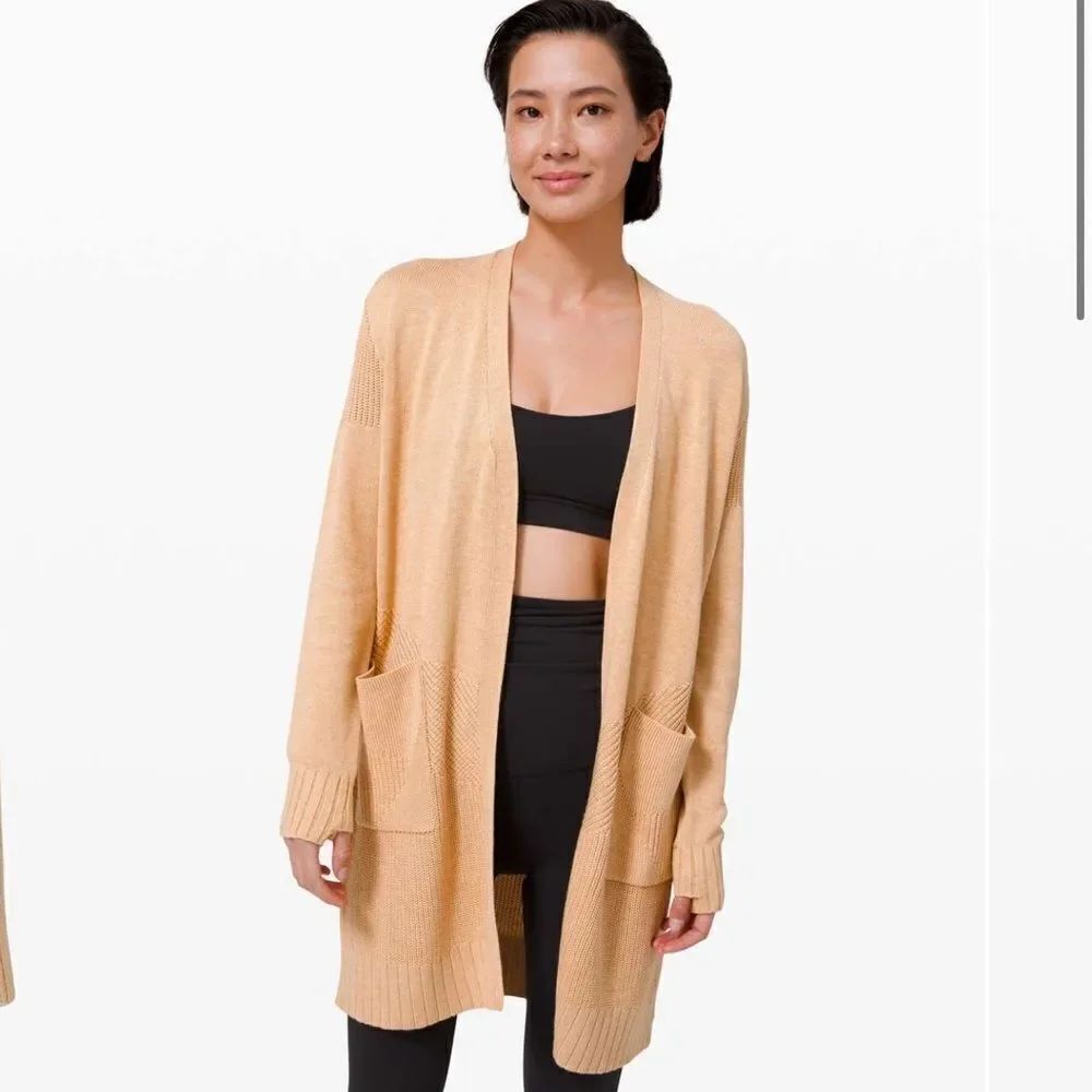 NWT New LULULEMON Sincerely Yours Wrap Sweater Heathered Ivory Peach Beige Tan S